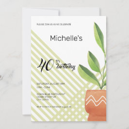 家庭植物のセラミックポット水色 招待状