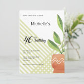 家庭植物のセラミックポット水色 招待状 (スタンド正面)