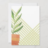 家庭植物のセラミックポット水色 招待状 (裏面)