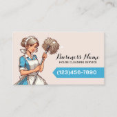 家庭清掃漫画かわいらし女性メイドサービス 名刺 (正面)