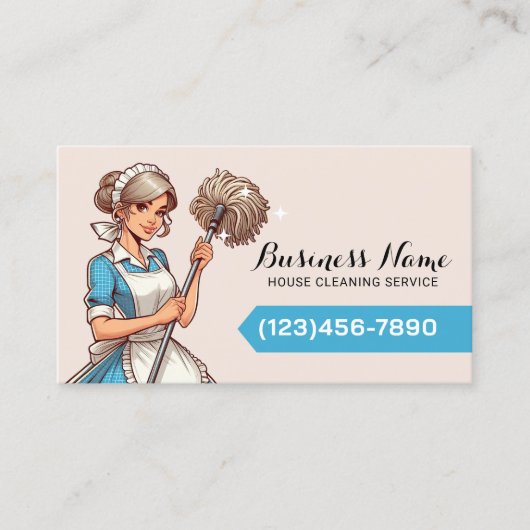 家庭清掃漫画かわいらし女性メイドサービス 名刺 (正面)