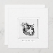 家庭用ショートヘア猫チョーク&木炭スケッチ ノートカード (正面/裏面)