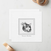 家庭用ショートヘア猫チョーク&木炭スケッチ ノートカード (正面/裏面インサイチュ)