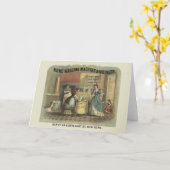 家庭用洗濯機と絞り器のヴィンテージ広告。 カード (黄色い花)