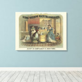 家庭用洗濯機と絞り器のヴィンテージ広告。 キャンバスプリント (インサイチュ (ウッドフロア))