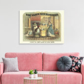 家庭用洗濯機と絞り器のヴィンテージ広告。 キャンバスプリント (インサイチュ (リビング))