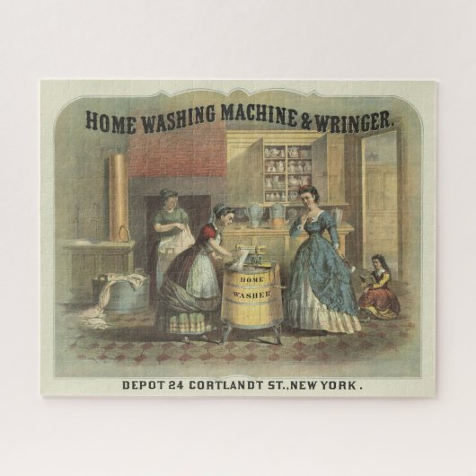 家庭用洗濯機と絞り器のヴィンテージ広告。 ジグソーパズル (横)