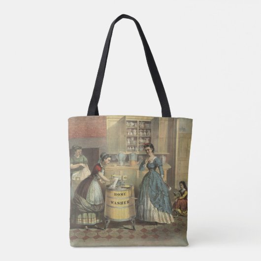 家庭用洗濯機と絞り器のヴィンテージ広告。 トートバッグ (裏面)