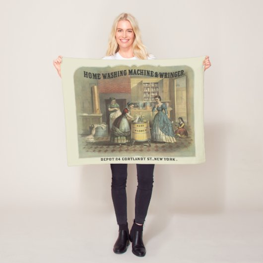 家庭用洗濯機と絞り器のヴィンテージ広告。 フリースブランケット (インサイチュ)