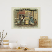 家庭用洗濯機と絞り器のヴィンテージ広告。 ポスター (キッチン)