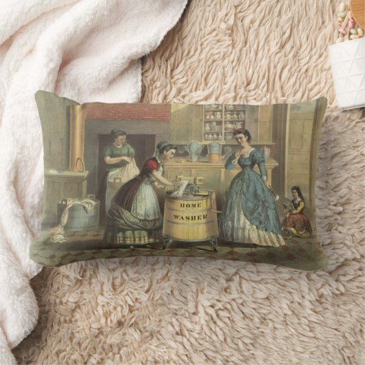 家庭用洗濯機と絞り器のヴィンテージ広告。 ランバークッション (ブランケット)