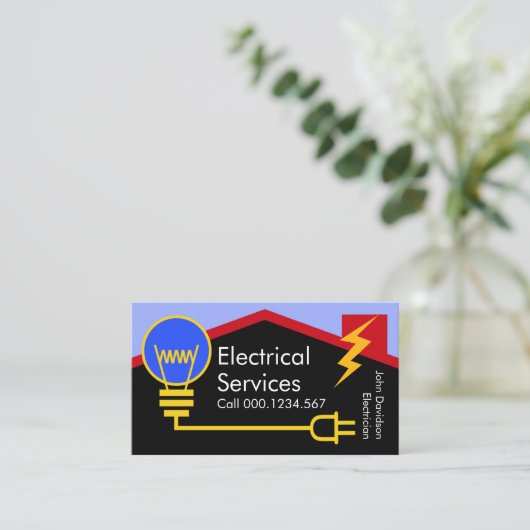 家庭用電気ケーブル建物 名刺 (スタンド正面)