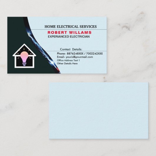 家庭用電気サービス経験豊富な電気技師 名刺 (正面/裏面)