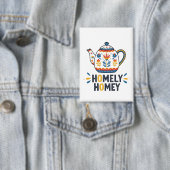 家庭的な居心地の良いティーポットデザイン 缶バッジ (インサイチュ)