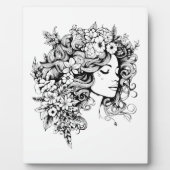 家庭顔用の花付き女性アート フォトプラーク (正面)