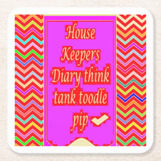 家政婦の言葉を持つZANYアートデザイン スクエアペーパーコースター (正面)