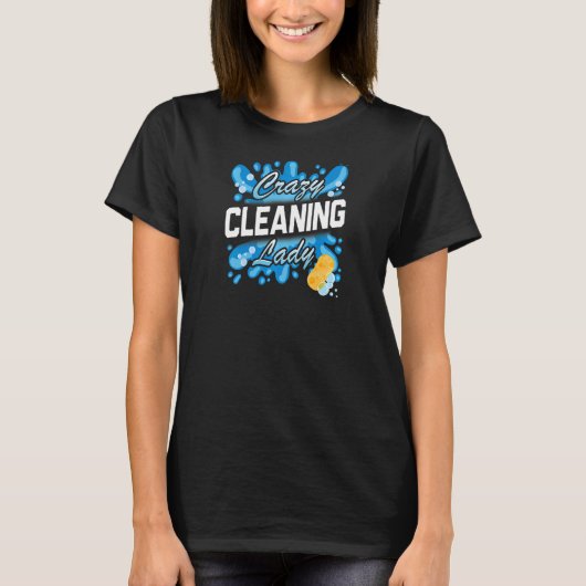 家政婦熱狂するの女性の女性の清掃女性 Tシャツ (正面)