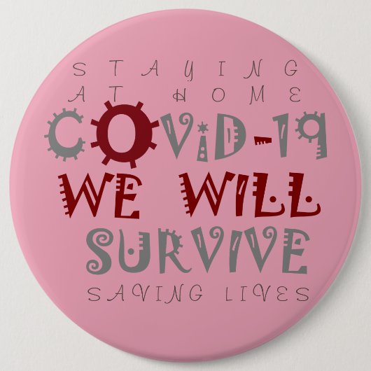 家救に住む人の生活コロナウイルスCOVID-19 缶バッジ (正面)