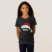家族おそろいクリスマスサンタ帽子 カスタムネーム Tシャツ (正面フル)