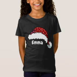 家族おそろいクリスマスサンタ帽子 カスタムネーム Tシャツ