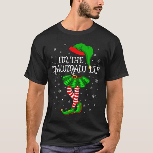 家族おそろい 女性 女子 Mawmawエルフのクリスマス Tシャツ (正面)
