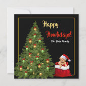 家族おもしろいかわいい子犬ハッピーホリデイズクリスマス シーズンカード (正面)