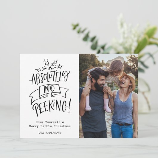 家族おもしろいのクリスマス写真のプレイド シーズンカード (スタンド正面)