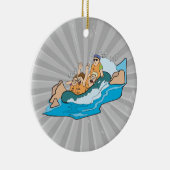 家族おもしろいのホワイトウォーター漂流漫画 セラミックオーナメント (右)