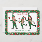 家族おもしろいのメリークリスマスに写真小妖精や小人を追加 シーズンカード (正面)