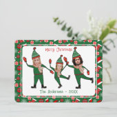 家族おもしろいのメリークリスマスに写真小妖精や小人を追加 シーズンカード (スタンド正面)