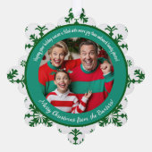 家族おもしろいの写真とJoy & Green Pattern オーナメントカード (裏面)