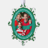 家族おもしろいの写真とJoy & Green Pattern オーナメントカード (左)