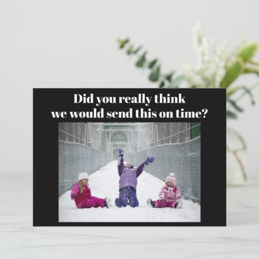 家族おもしろいの写真クリスマス シーズンカード (スタンド正面)