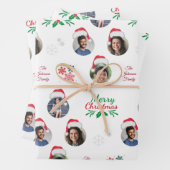 家族おもしろいの追加4写真コラージュSanta Hat ラッピングペーパーシート (インサイチュ)