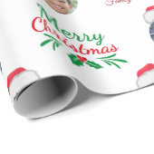 家族おもしろいの追加4写真コラージュSanta Hat ラッピングペーパー (ロールコーナー)