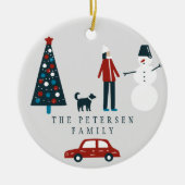 家族おもしろいクリスマスツリー北欧の写真 セラミックオーナメント (正面)
