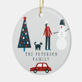 家族おもしろいクリスマスツリー北欧の写真 セラミックオーナメント (左)