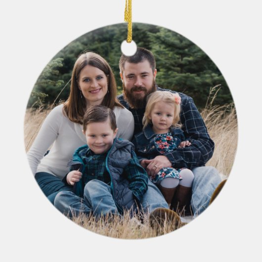 家族おもしろいクリスマスツリー北欧の写真 セラミックオーナメント (裏面)