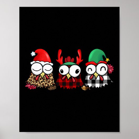 家族おもしろいクリスマス用チキン農家 ポスター (正面)