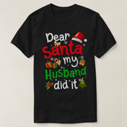 家族おもしろいサ親愛ンタ私の夫はクリスマス Tシャツ (デザイン正面)
