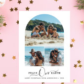 家族おもしろいビーチ写真Peace On Earthクリスマス シーズンカード