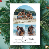 家族おもしろいビーチ写真Peace On Earthクリスマス シーズンカード