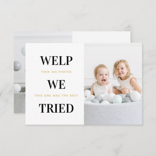 家族おもしろいユーモアのあるキッズクリスマスカード サンキューカード (正面/裏面)