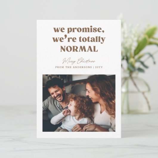家族おもしろいユーモアのある写真クリスマス シーズンカード (スタンド正面)