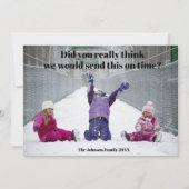 家族おもしろい写真クリスマス後期笑わされる シーズンカード (正面)