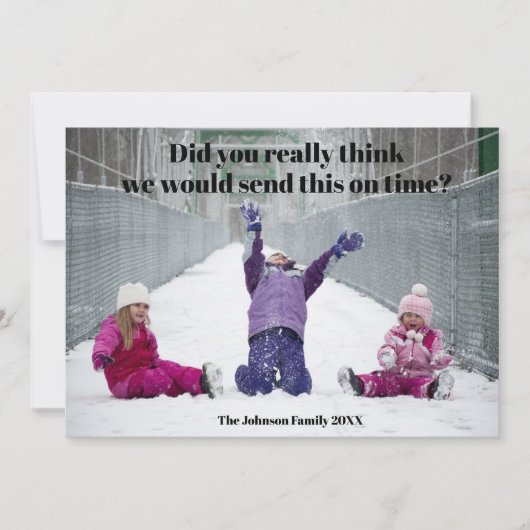家族おもしろい写真クリスマス後期笑わされる シーズンカード (正面)