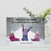 家族おもしろい写真クリスマス後期笑わされる シーズンカード (スタンド正面)