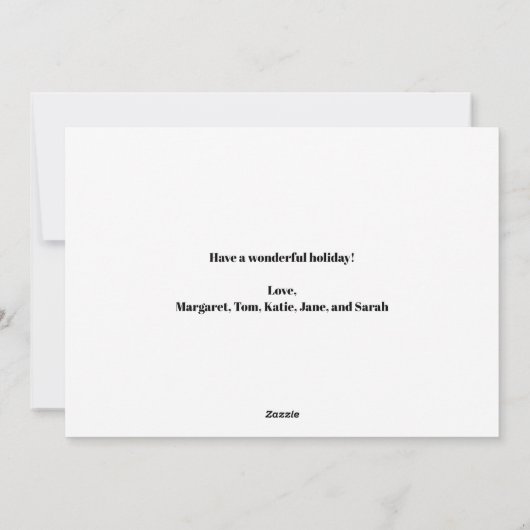 家族おもしろい写真クリスマス後期笑わされる シーズンカード (裏面)