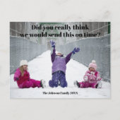 家族おもしろい写真クリスマス後期笑わされる ポストカード (正面)