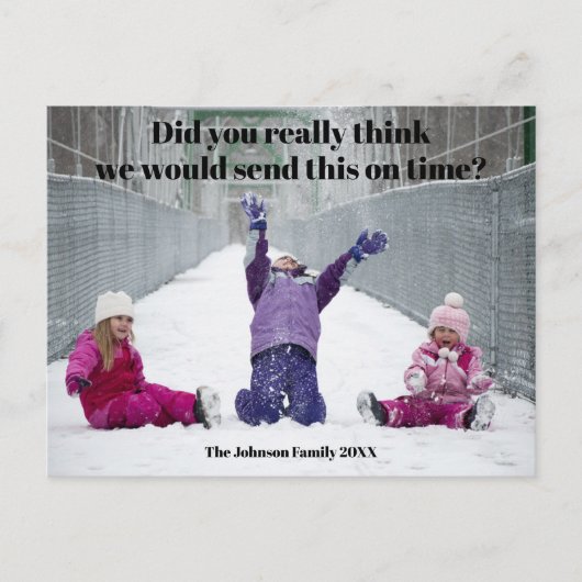 家族おもしろい写真クリスマス後期笑わされる ポストカード (正面)